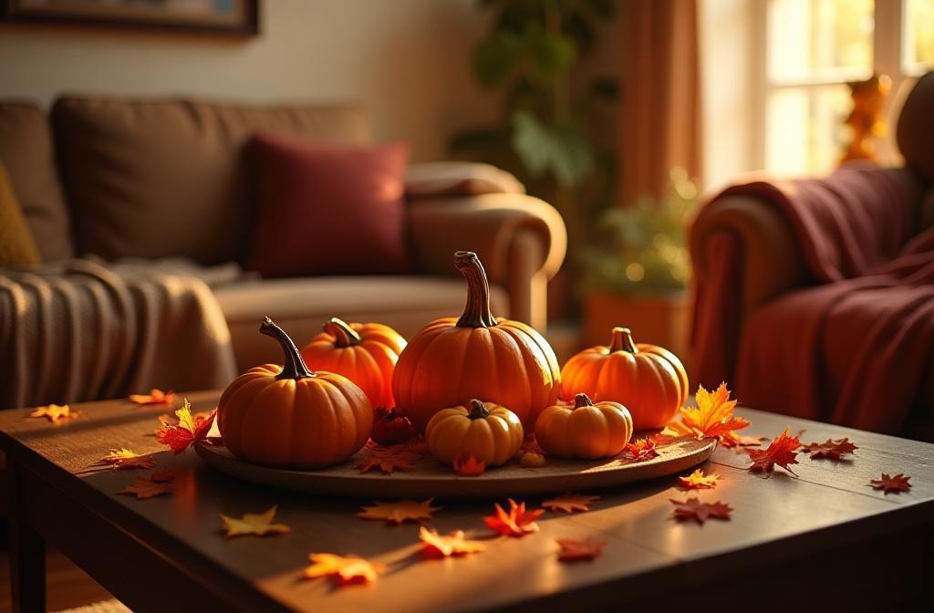 Cozy home interior with seasonal decor